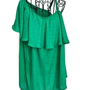 Torrid Polka Dot 1 Shoulder Ruffled Blouse Top